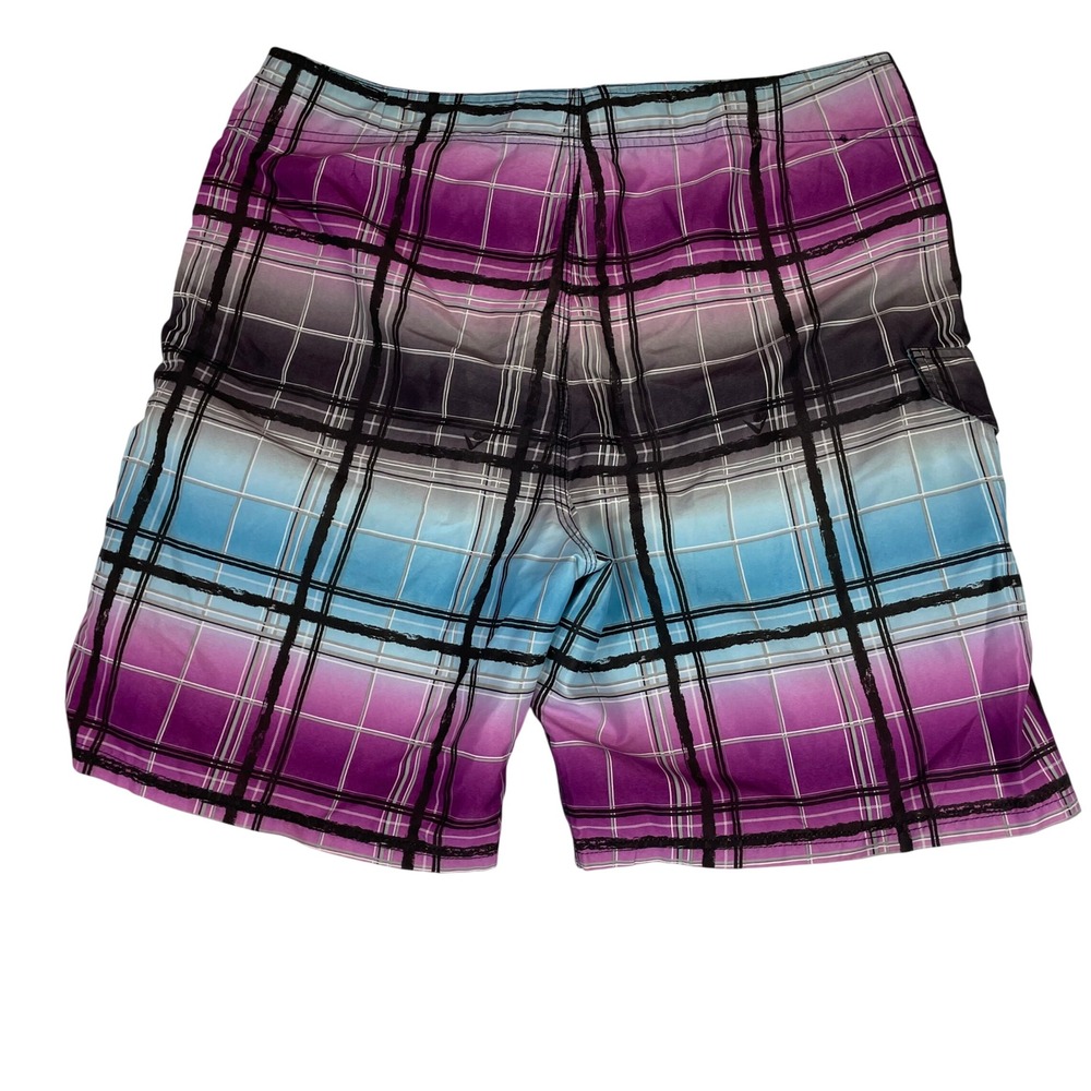 Kanu‎ Surf Plaid Board Shorts Men's Size 36 Purple Blue Black Swim Trunks - Picture 2 of 9